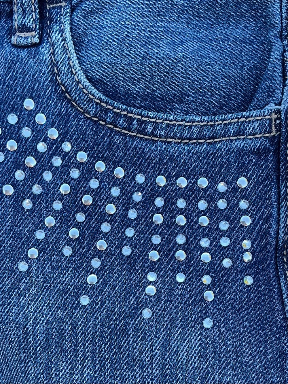 The Children's Place Dark Blue Straight Leg Jeans with Stud Accents